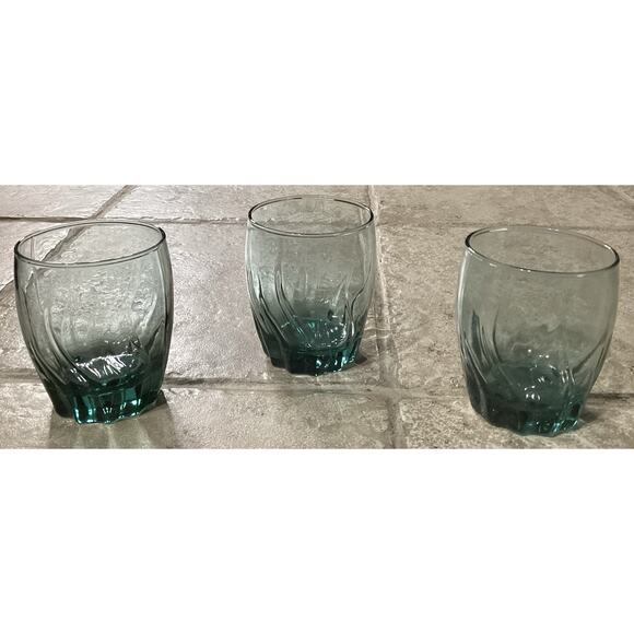 Anchor Hocking Fern Green Central Park Rocks Glasses ~ 12 OZ Swirl ~ Set Of 3 - Picture 1 of 8